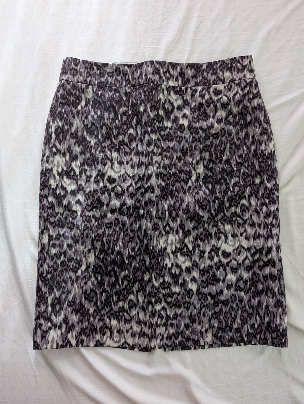 Vtg J Crew Women’s Pencil Skirt Wool Silk Watercolor Leopard Print Lined Size 14